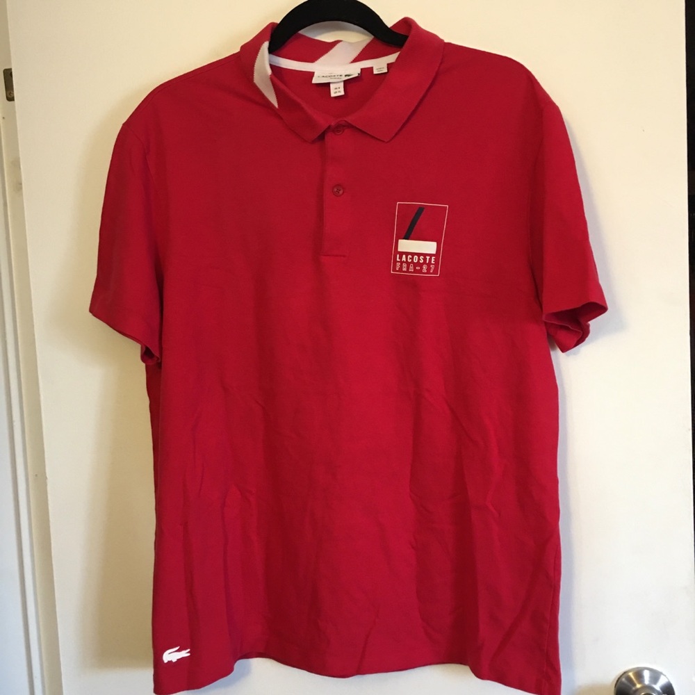 Lacoste Red Men’s Collared Polo Shirt Slim Fit